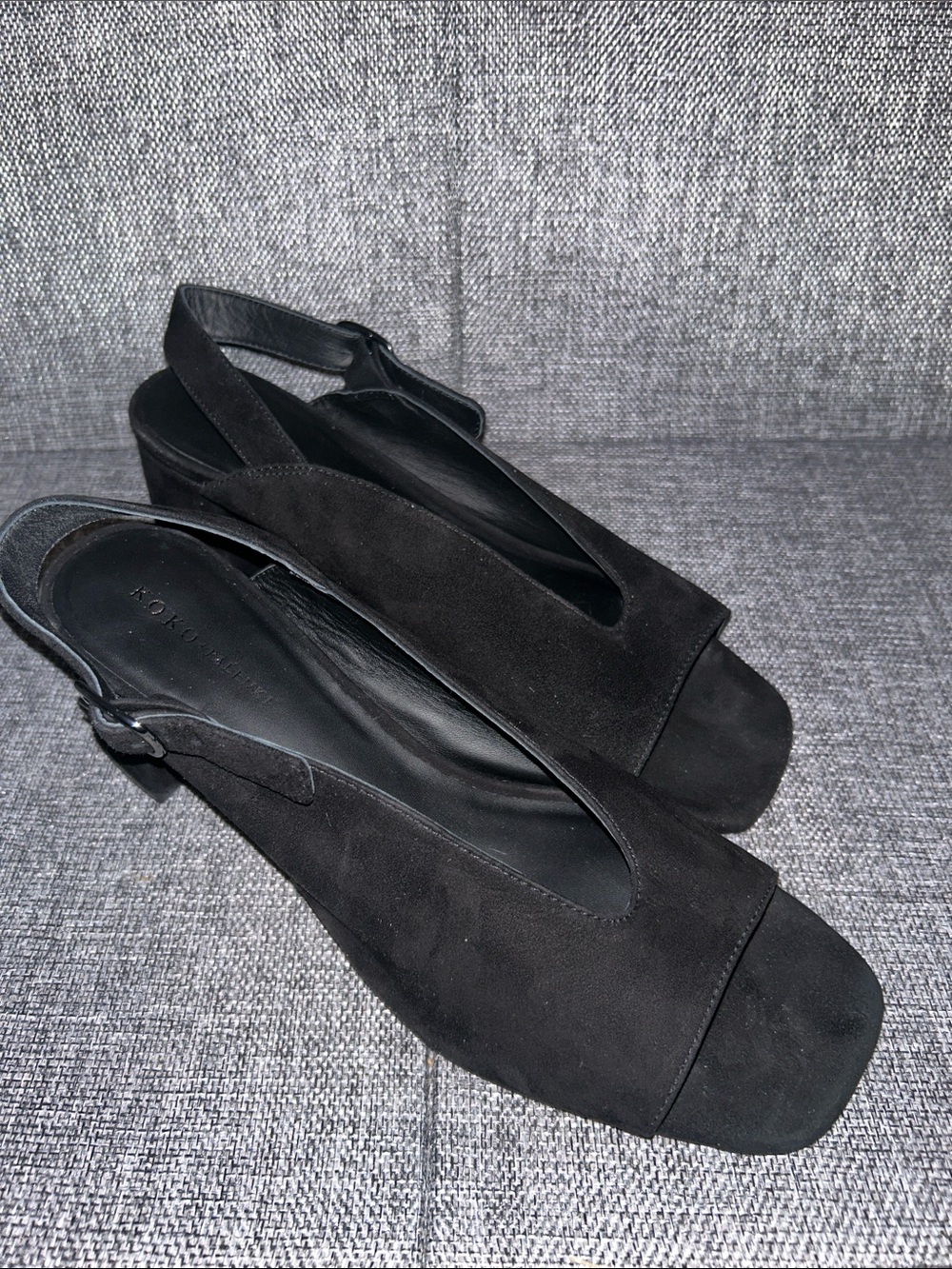 NEW - Koko + Palenki  Polina  Black Suede Slingback Mules